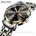 BELUSHI 556 Top Brand Men Watch Stainless Steel Business Date Waterproof Luminous Watches Mens Luxury Sport Quartz WristWatch